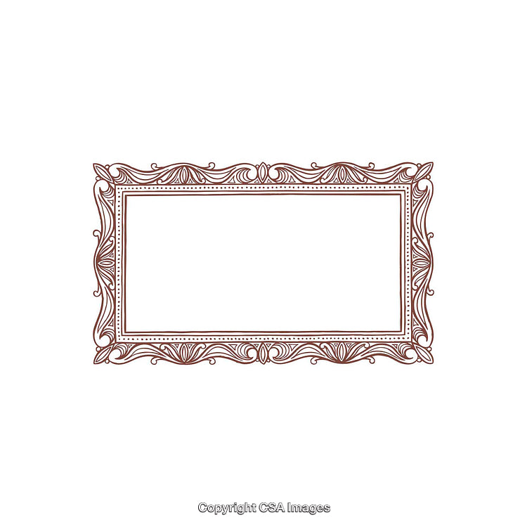 Elegant Rectangular Ornamental Frame with Vintage Victorian Design Elements