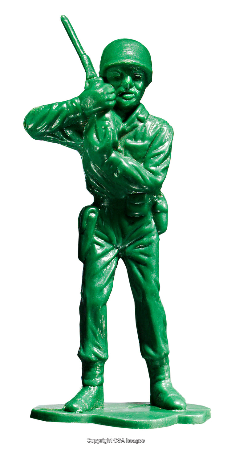 Green Plastic Toy Soldier Holding a Rifle in a Classic Pose