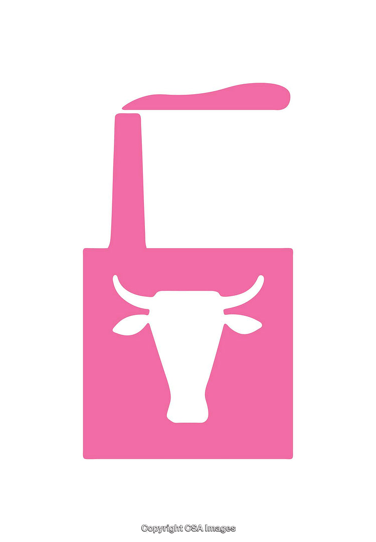 Pink Factory Icon Featuring a White Cow Head Silhouette