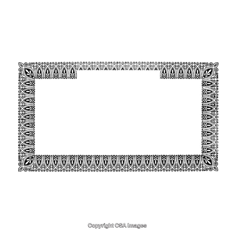 Intricate Black and White Ornamental Border Design with Symmetrical Patterns