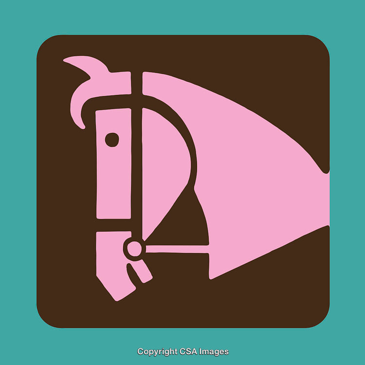 Bold Illustration of Horsehead in Modern Art Style with Vibrant Colors