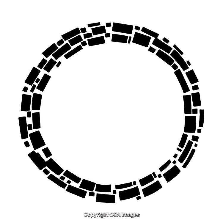 Abstract Black and White Circular Border Design with Geometric Pattern