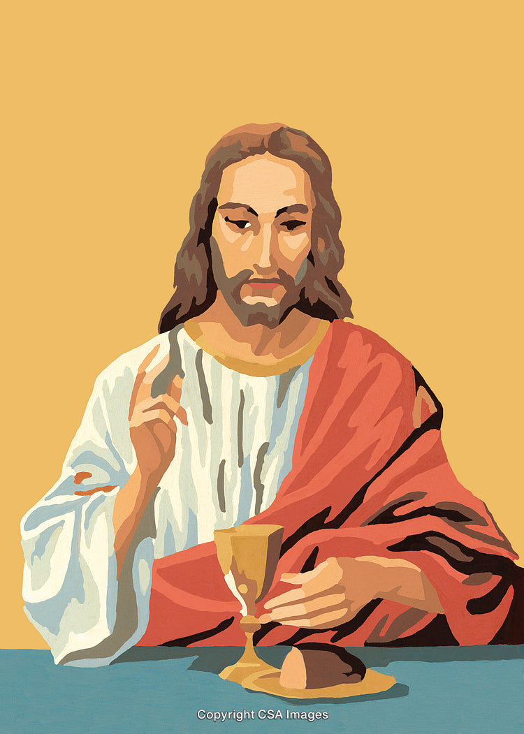 Illustration of Jesus at the Last Supper, Paint by Number Style