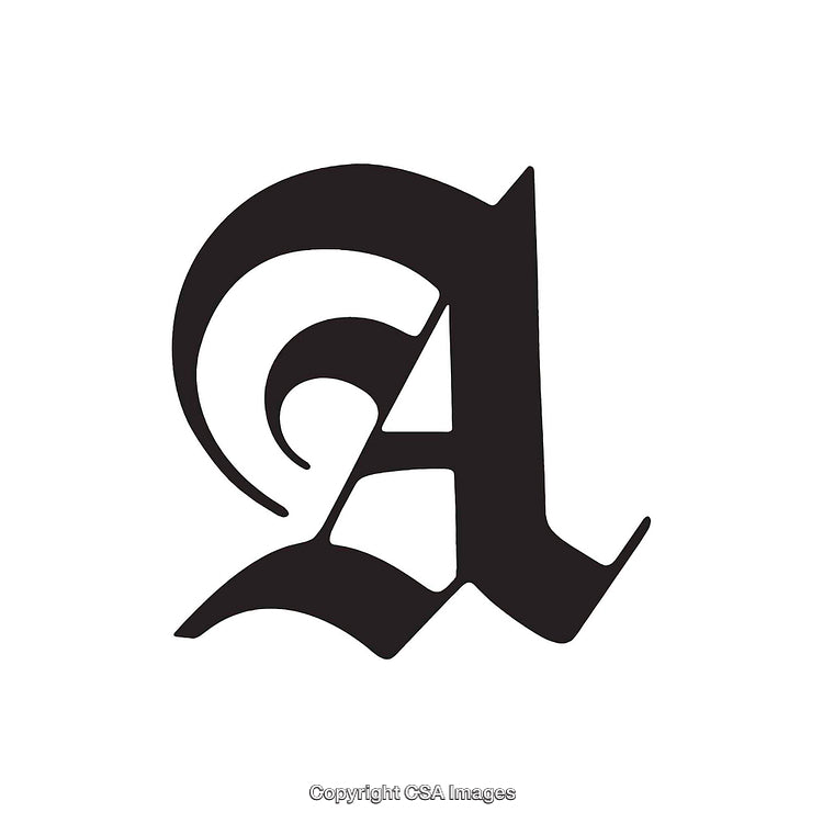Decorative Black Letter A in Vintage Calligraphy Style