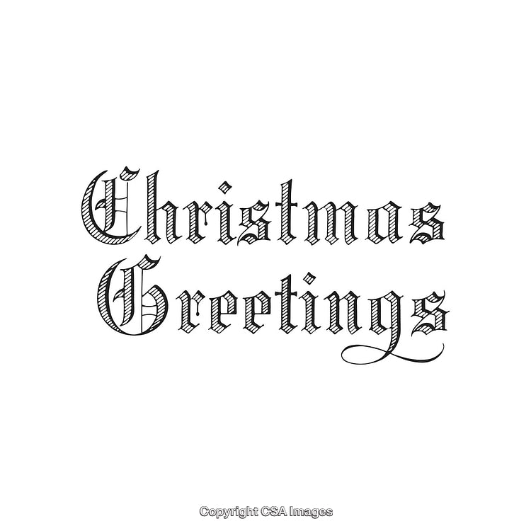 Elegant Christmas Greetings in Blackletter Calligraphy Style on White Background