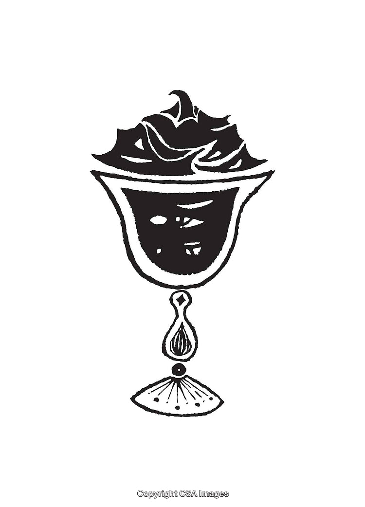 Abstract Black and White Line Art of a Decorative Chalice