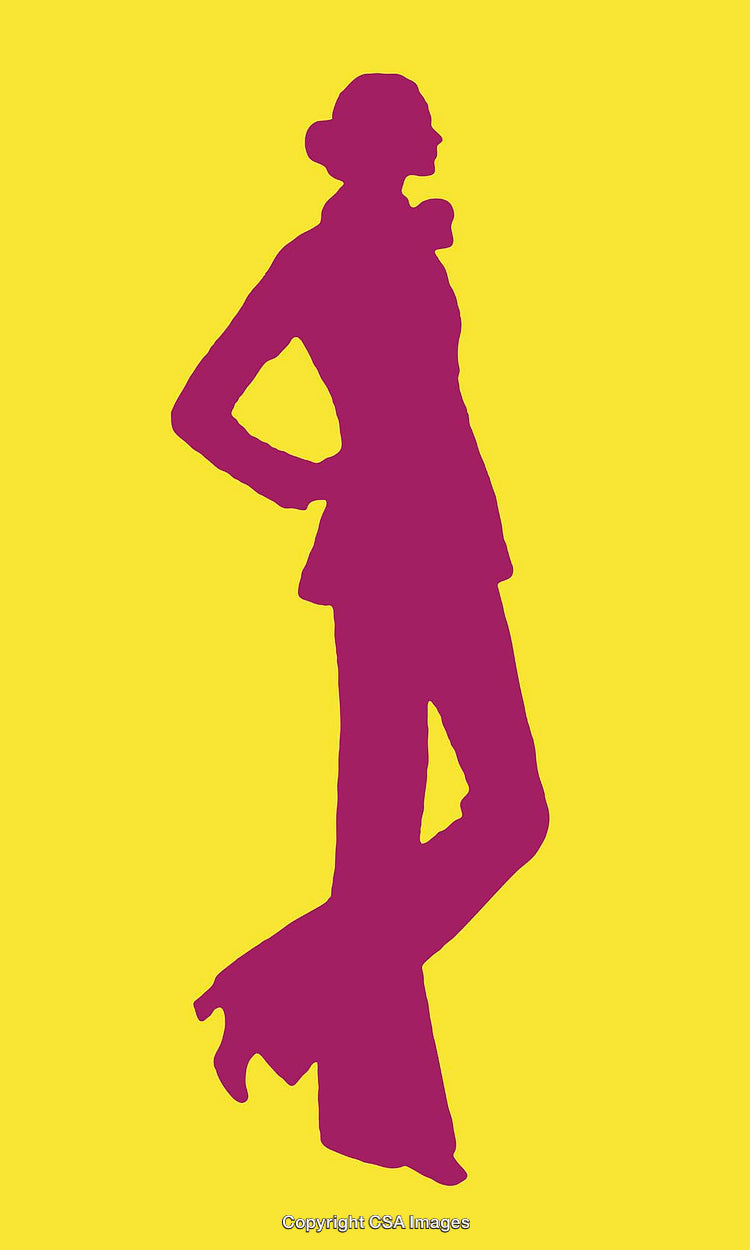 Colorful Silhouette Illustration of a Standing Person on Yellow Background