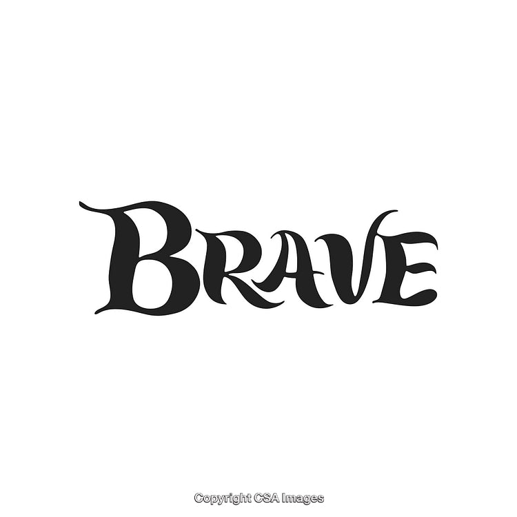 Bold Black Text Design Featuring the Word Brave on White Background