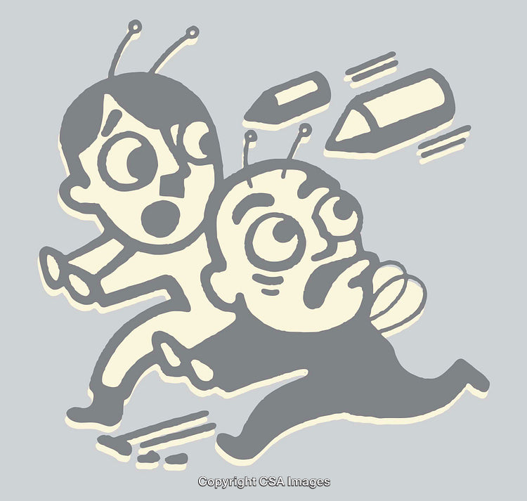 Whimsical Cartoon Characters in Dynamic Action Scene of Excitement and Motion