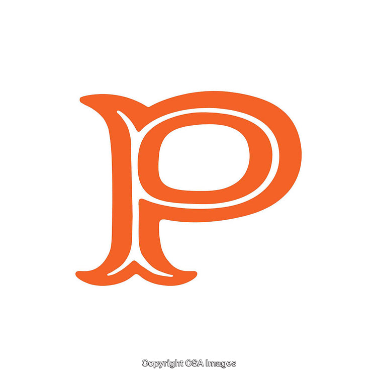 Stylized Orange Letter P Icon Isolated on a White Background