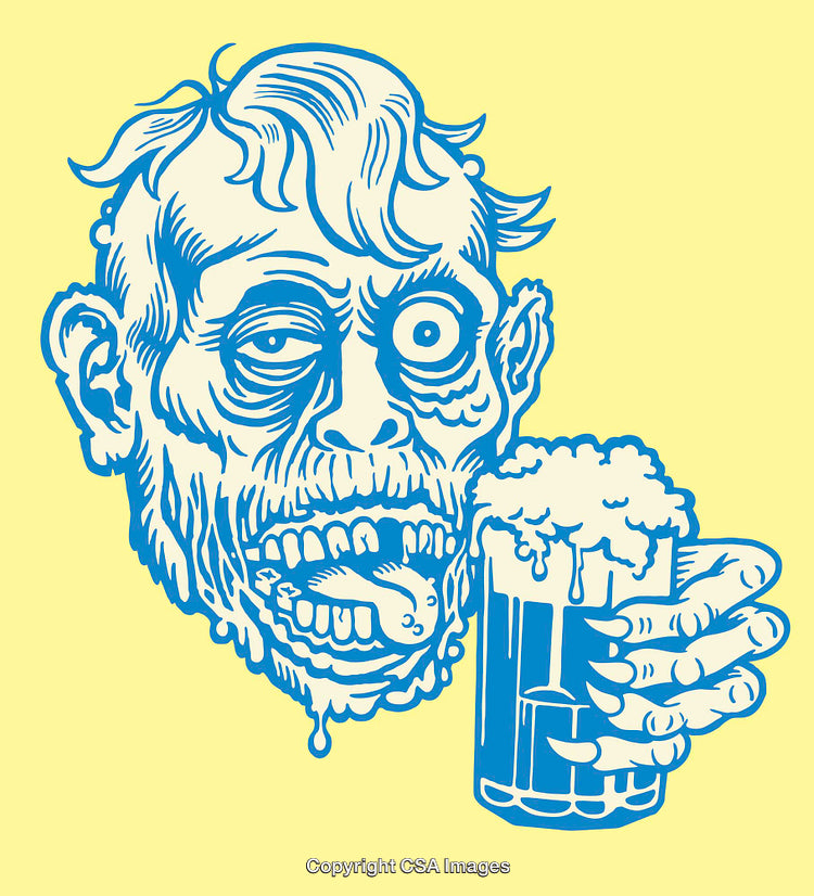 Unique Line Art Illustration of a Character Holding a Frothy Beer Mug