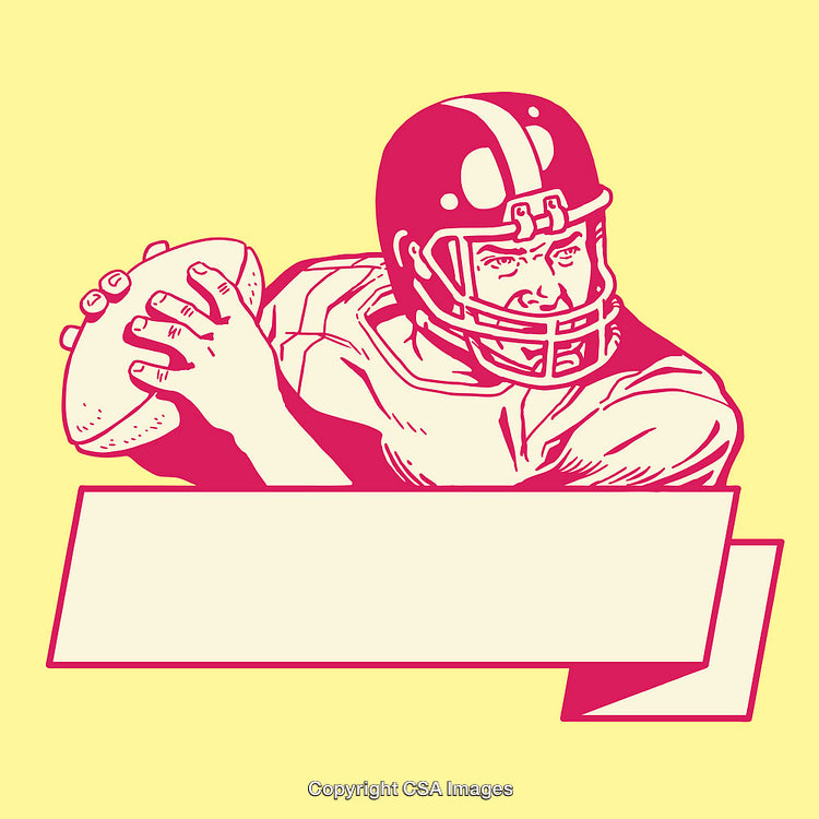 Color Line Art Illustration of Football Quarterback Throwing a Pass