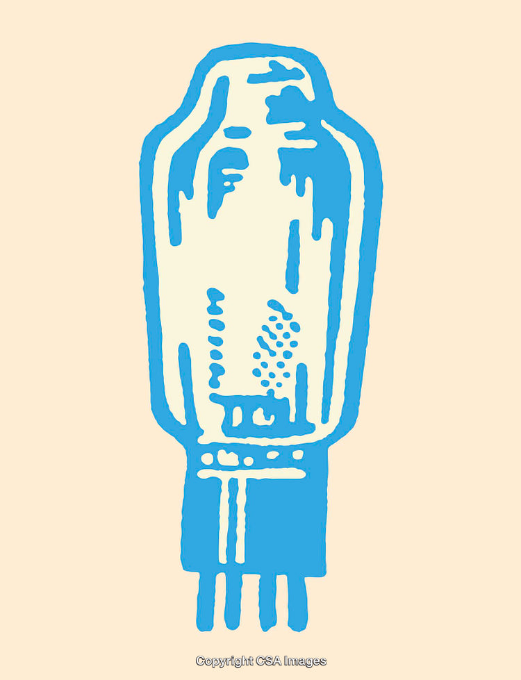 Blue Retro Styled Vacuum Tube Illustration on Beige Background
