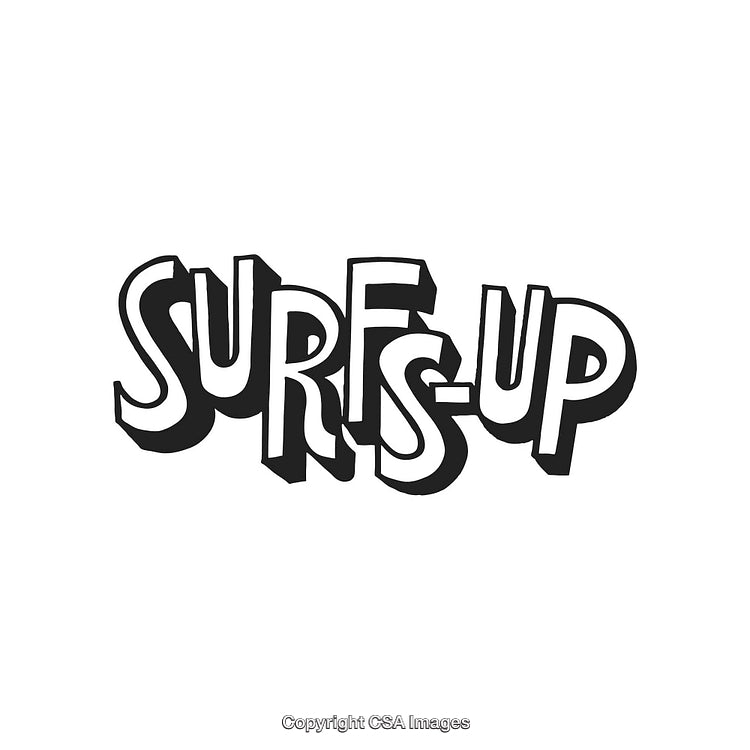 Creative Surf's Up Text in Bold Black and White Typography Design
