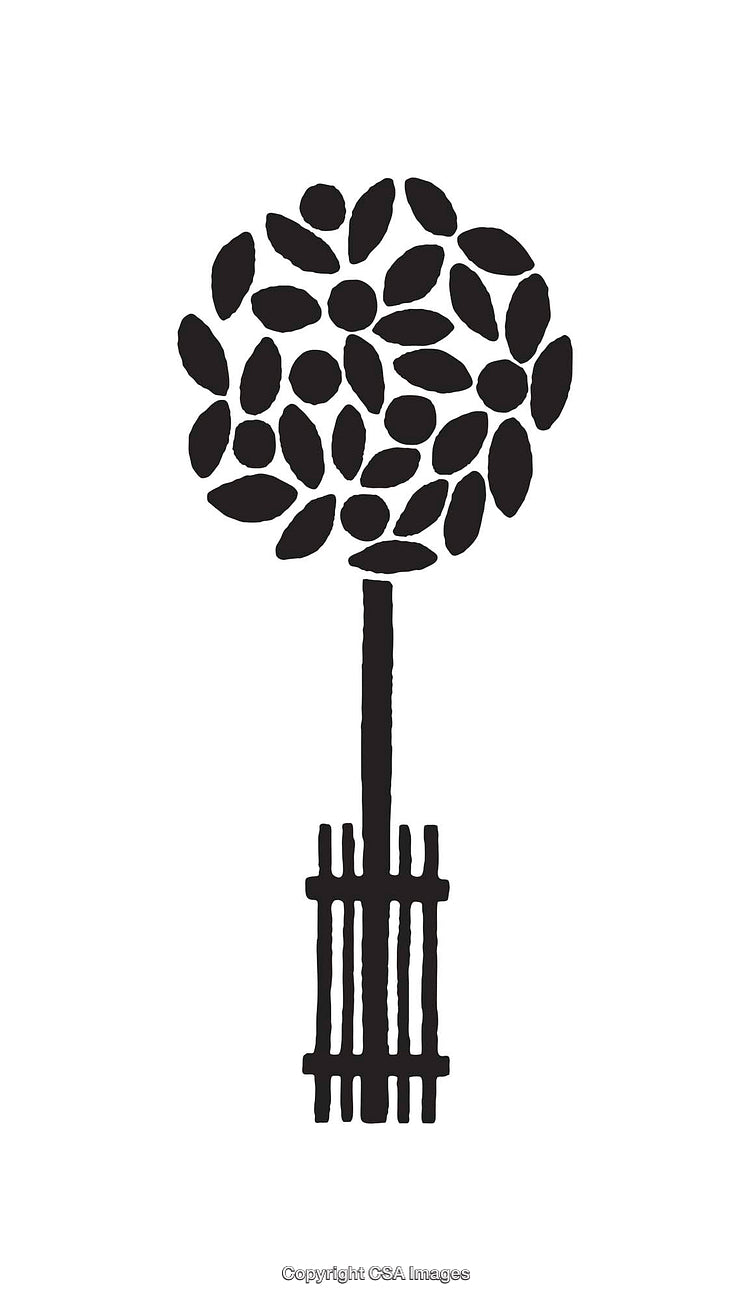 Minimalist Black and White Tree Illustration with a Detailed Line Art Design