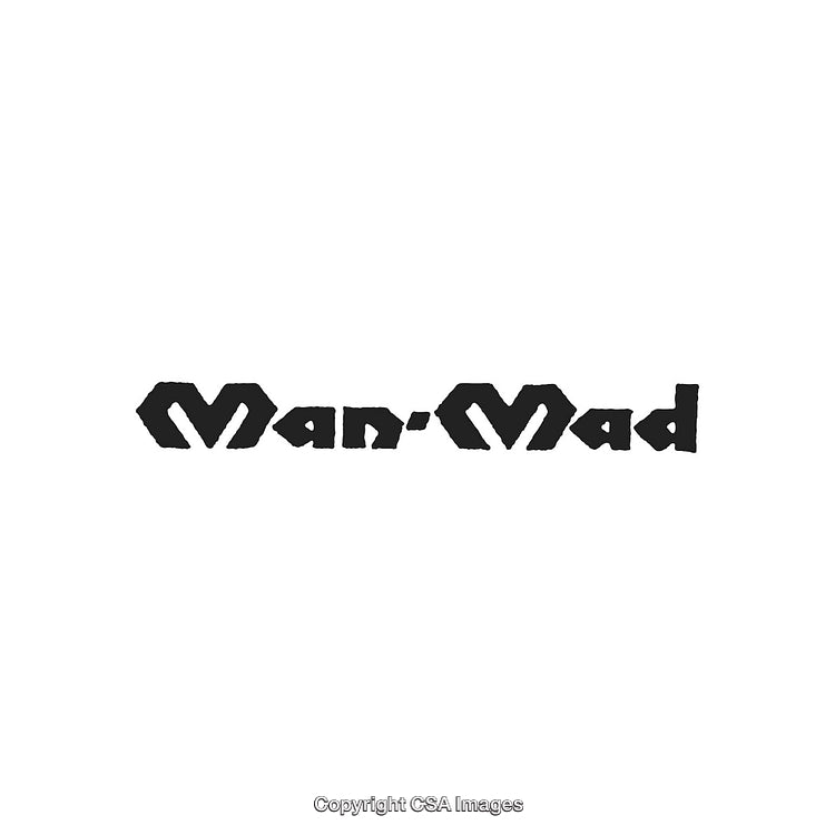 Man-Mad Logo Design Featuring Unique Block-Like Typography on White Background