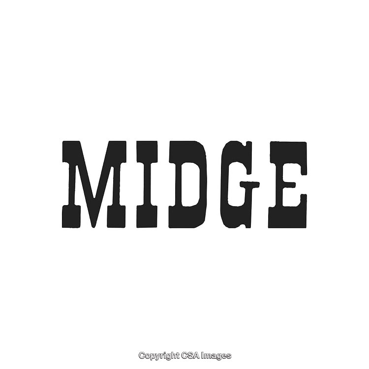 Vintage Typography Featuring the Word Midge in Bold Black Font Style