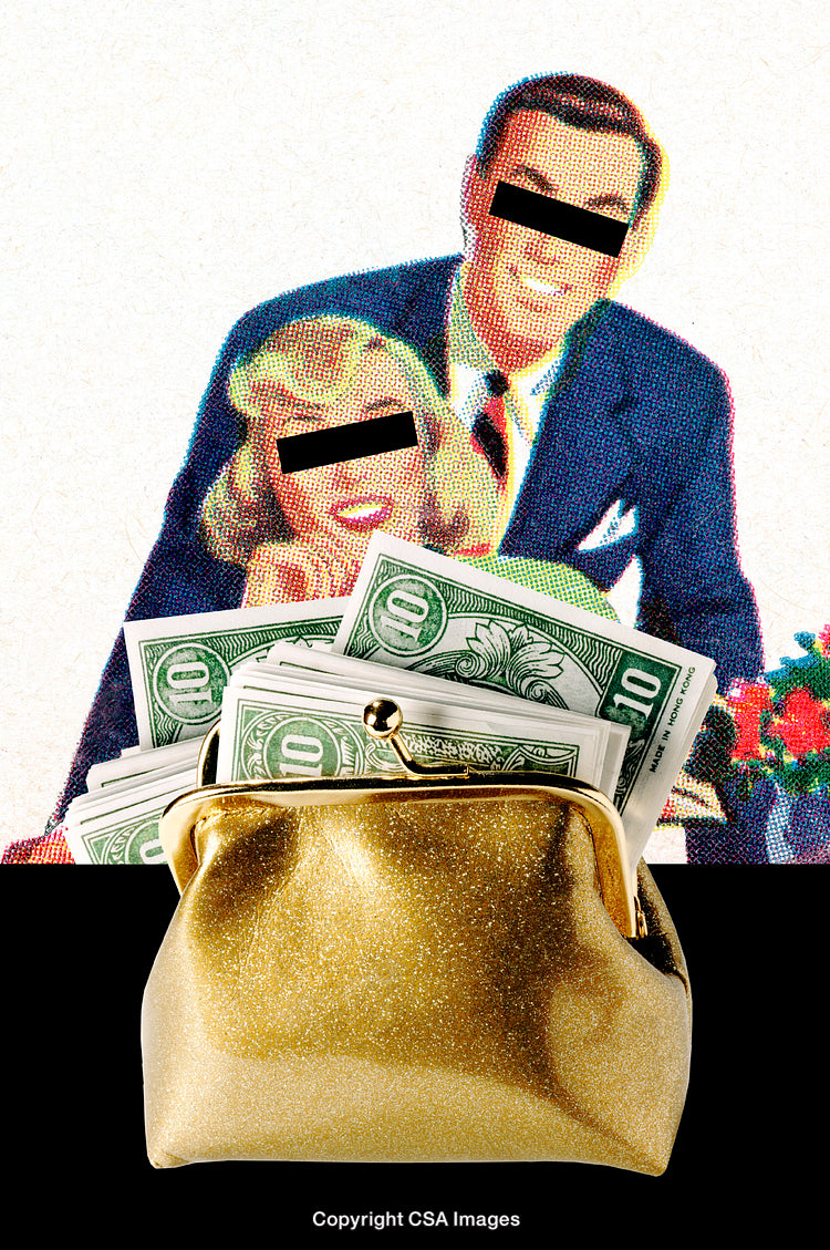 Vintage Pop Art Style Image of Wealth and Anonymity Concept