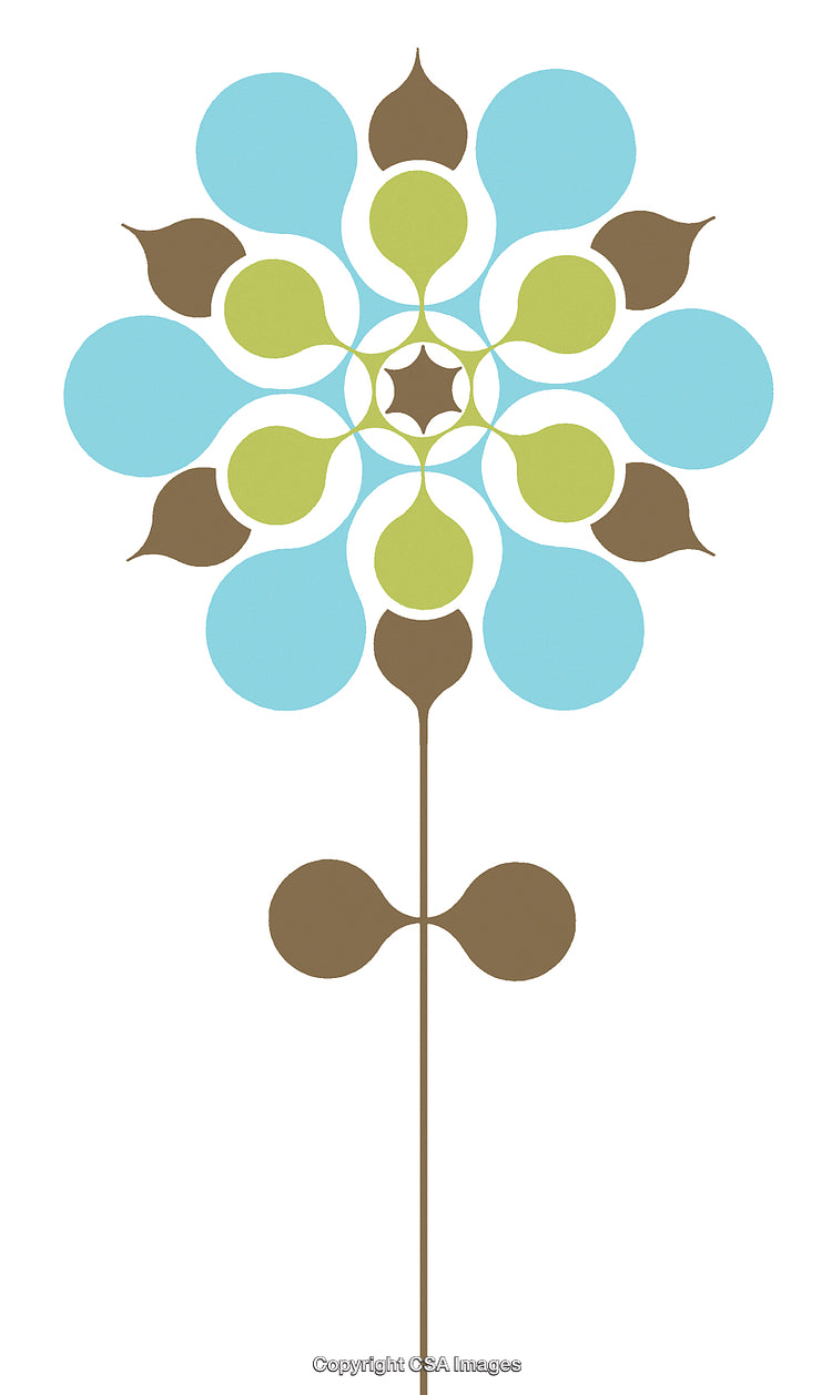 Abstract Minimal Floral Design With Geometric Shapes and Soothing Colors