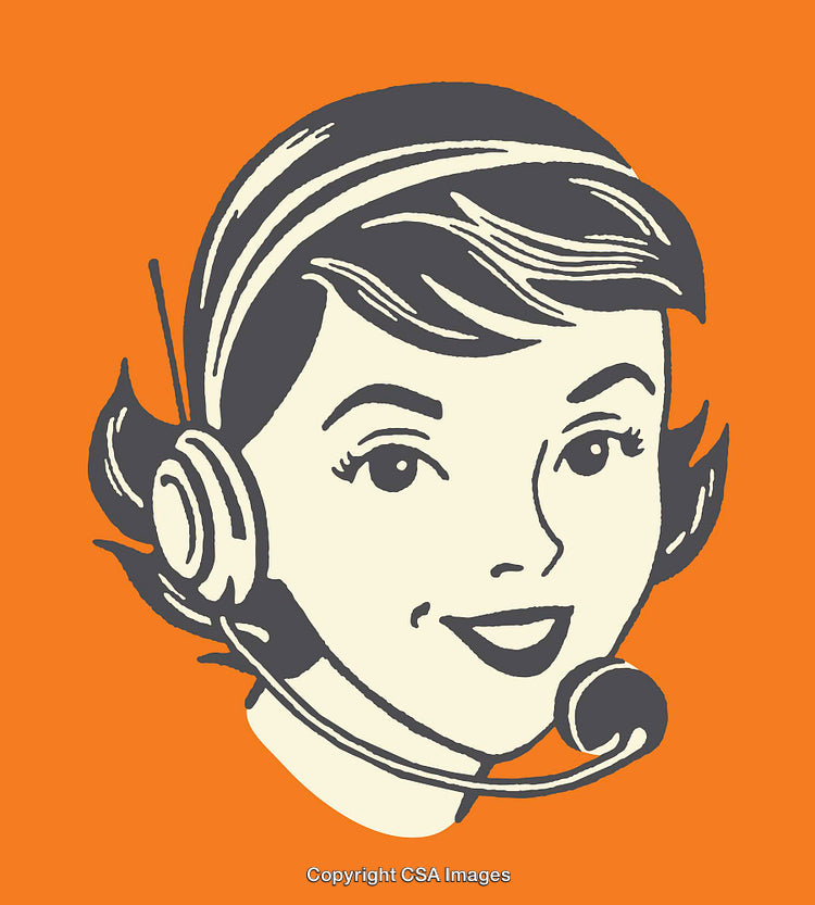 Retro Styled Line Art Illustration of a Woman With Headset