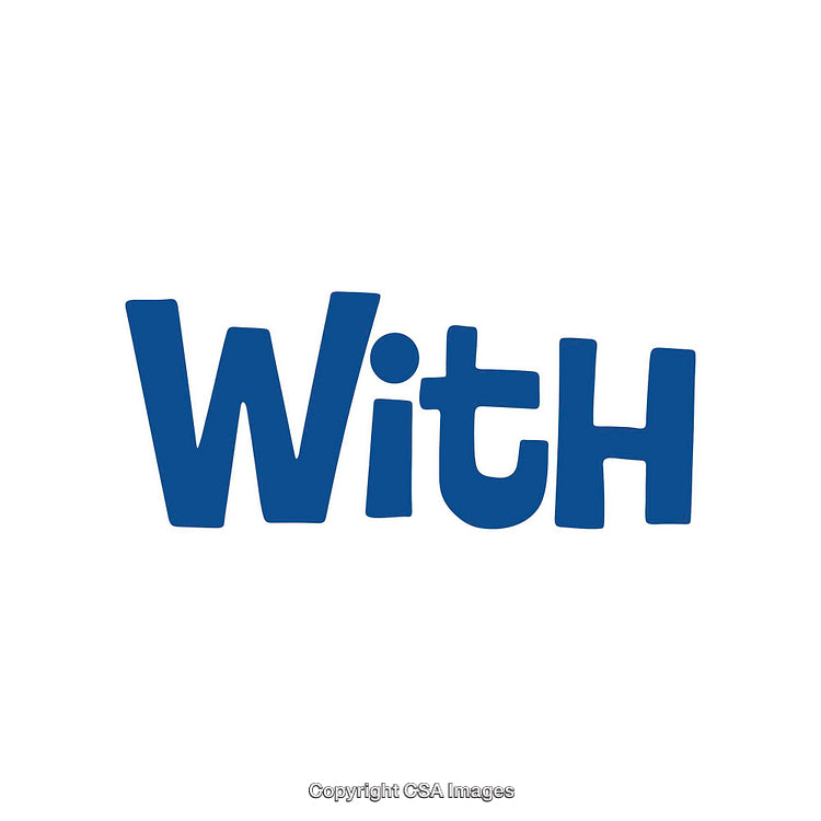 Bold Blue Typography of the Word 'With' in Playful Font on White
