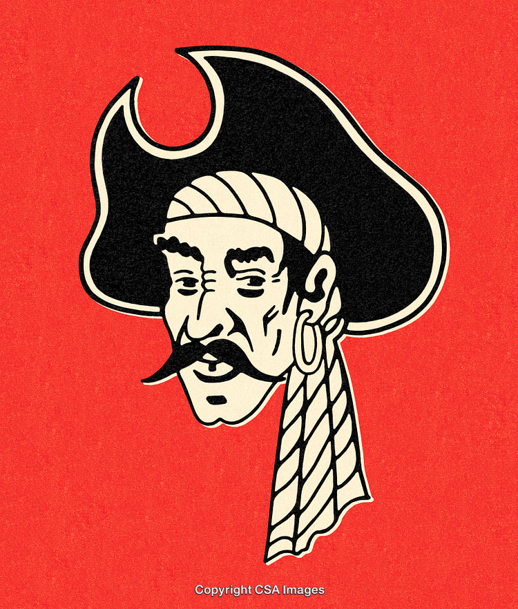 Vintage Pirate Illustration of a Sailor with Earring and Distinctive Mustache
