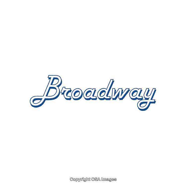 Elegant Scripted Word Broadway on Clean White Background