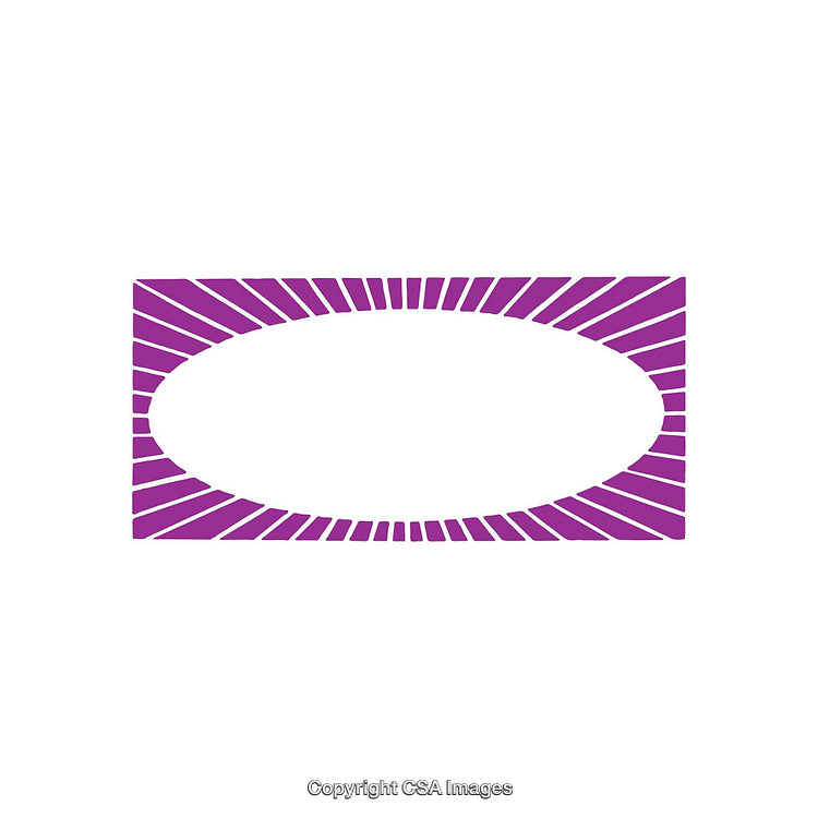 Purple Oval Design with Striped Rectangular Frame on White Background