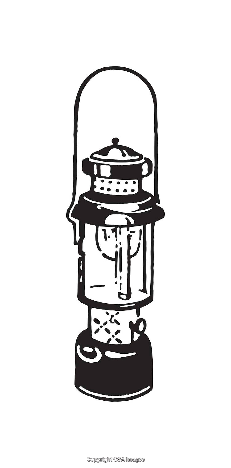Hand-Drawn Vintage Lantern in Black and White Retro Style Design