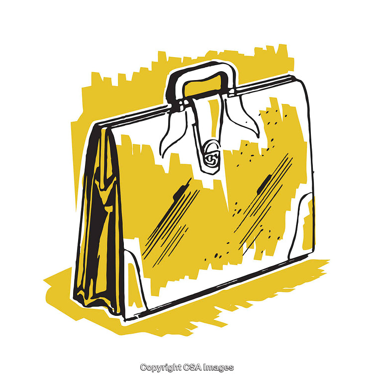 Illustrated Leather Briefcase with a Modern Yellow Design Accent