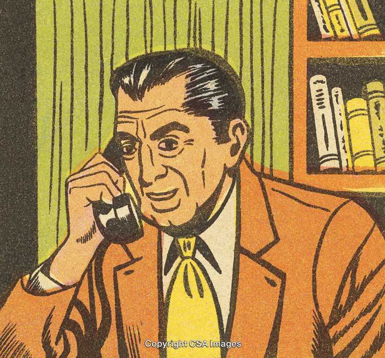 Retro Style Illustration of a Man Talking on a Telephone