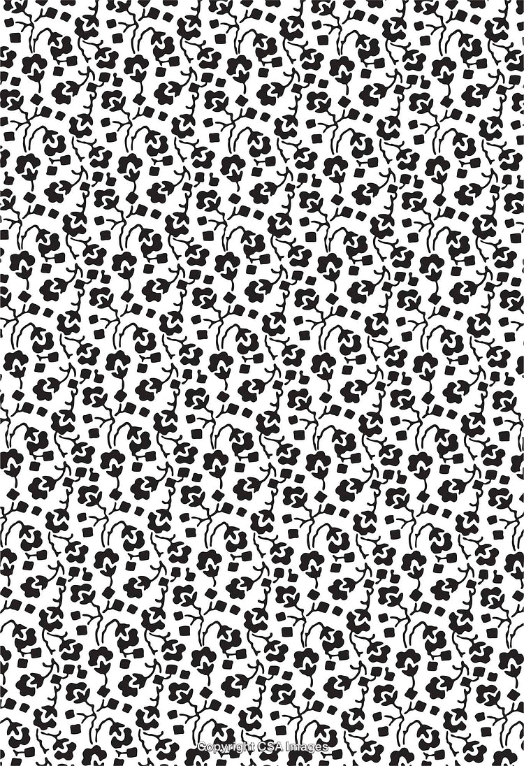 Black and White Abstract Floral Pattern with Organic Shapes