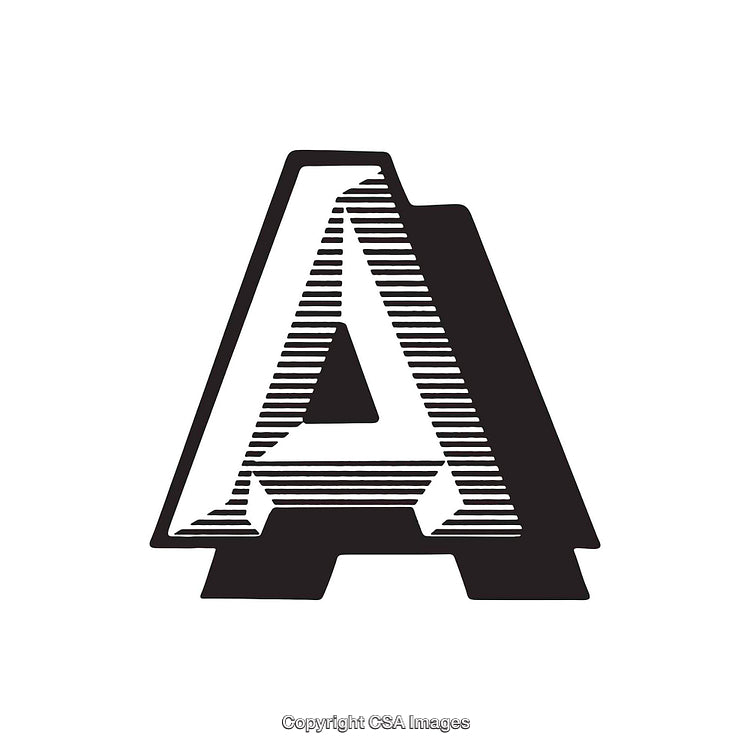 Stylized Letter A with Three-Dimensional and Line Design