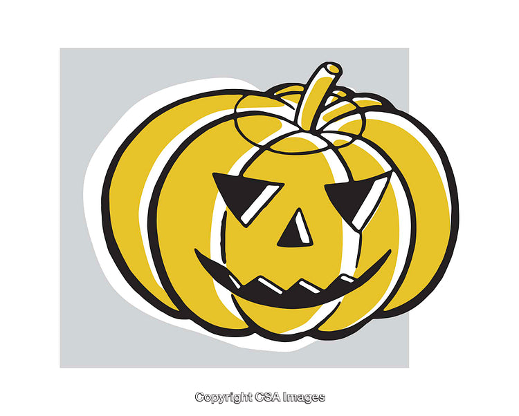 Yellow Halloween Jack-o-Lantern Illustration With Smiling Face