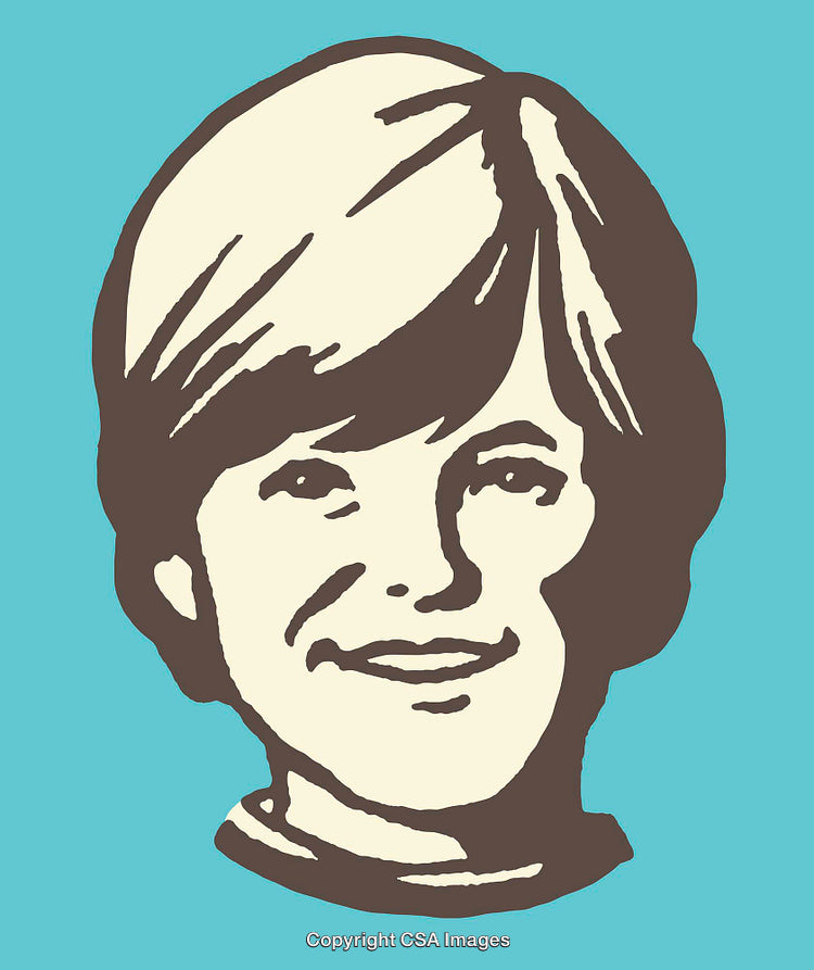 Illustrative Portrait of a Smiling Individual on Blue Background