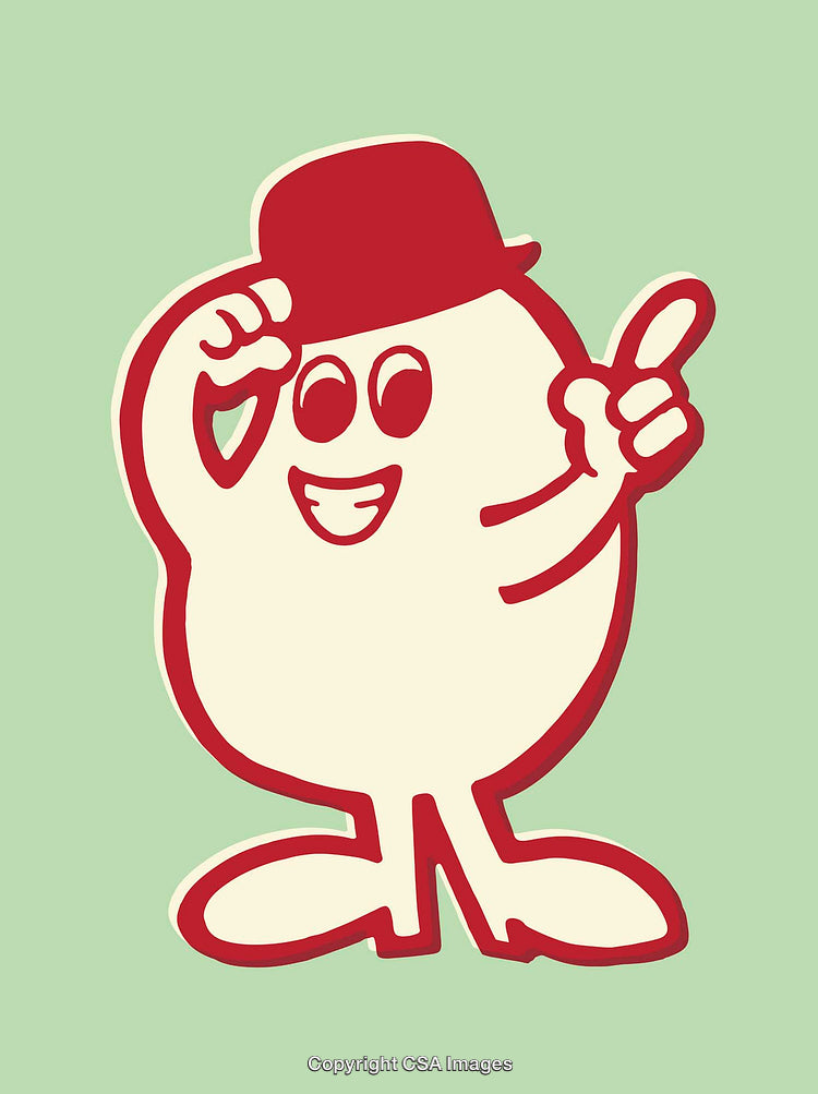 Cheerful Cartoon Character Illustration in Red and White
