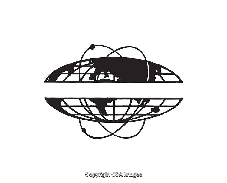 Black and White Illustration of an Abstract World Globe Design