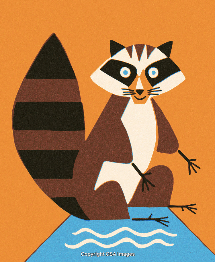 Abstract Illustration of a Cartoon Raccoon on a Dynamic Background
