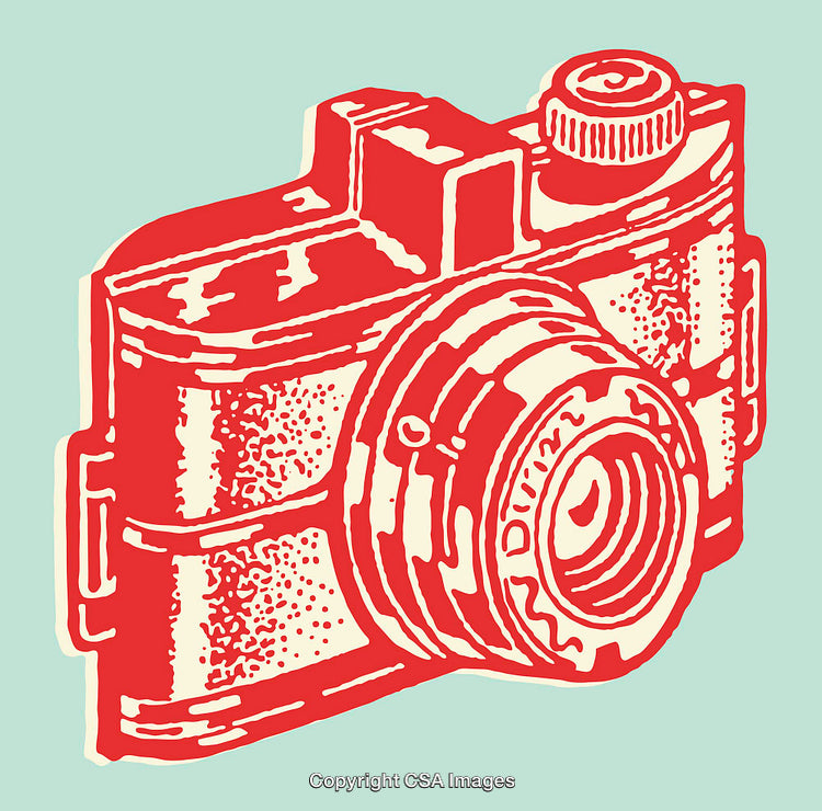 Vintage Camera Illustration in Retro Color Style
