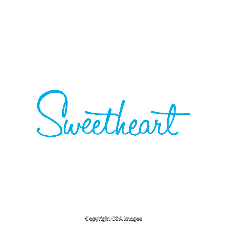 Elegant Blue Sweetheart Text on White Background