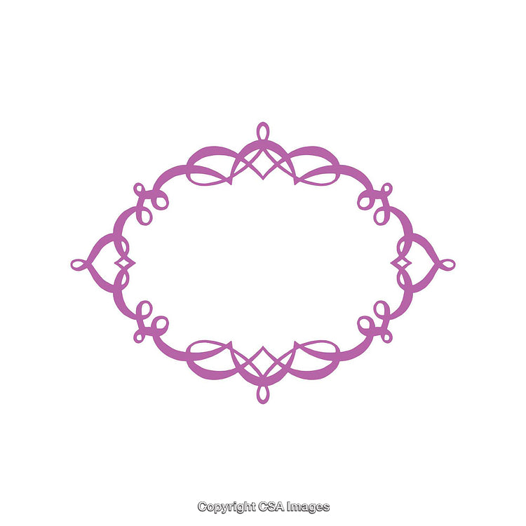 Elegant Purple Swirl Design in Ornamental Oval Shape on White Background