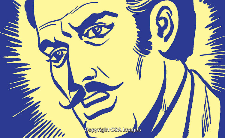 Retro Style Portrait of a Man With Bold Blue and Yellow Colors