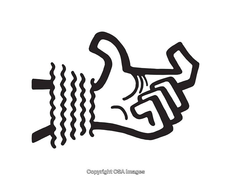 Abstract Black and White Line Art Showing a Hand and Wavy Lines