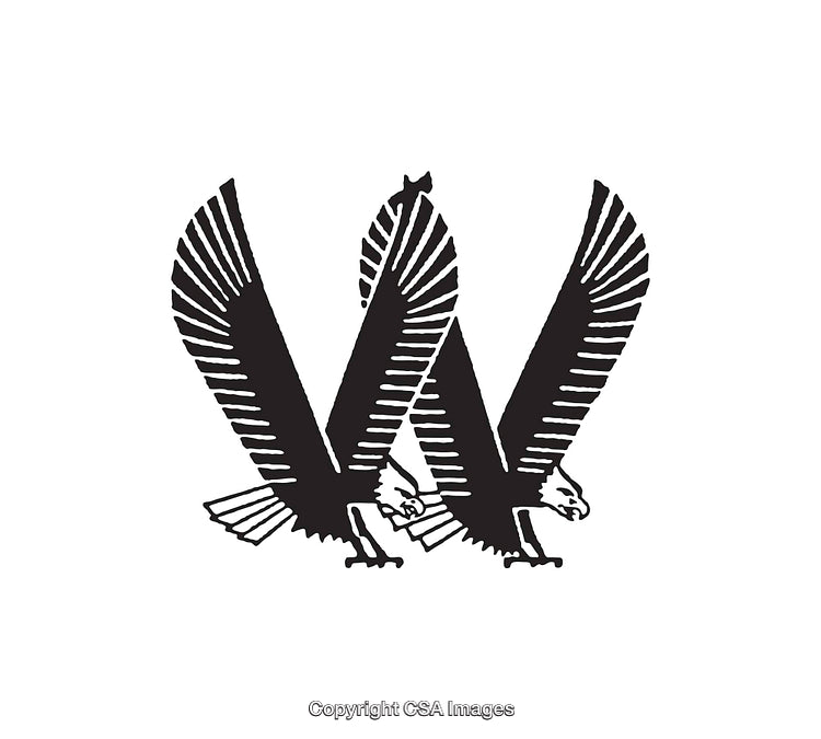 Elegant Black And White Twin Eagle Illustration Line Art Design