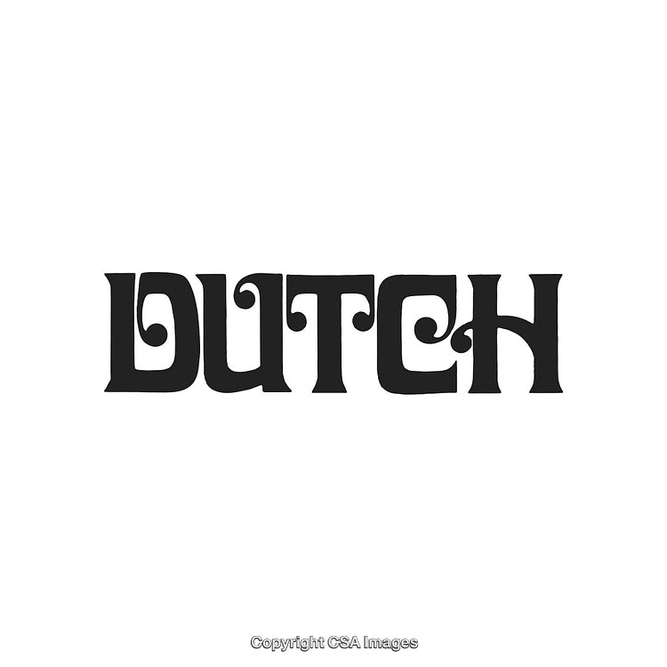 Stylized Typography Displaying the Word 'Dutch' in Black Letter Typeface