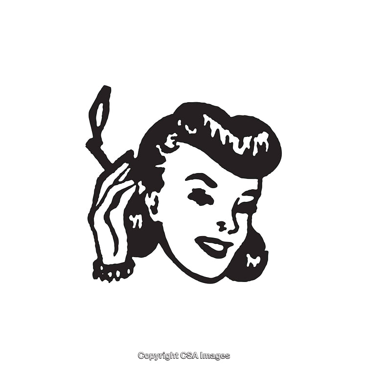 Black and White Retro Woman Illustration Holding a Cigarette
