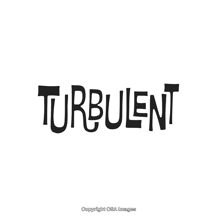 Hand-Drawn Typographic Illustration Highlighting the Word Turbulent in Monochrome