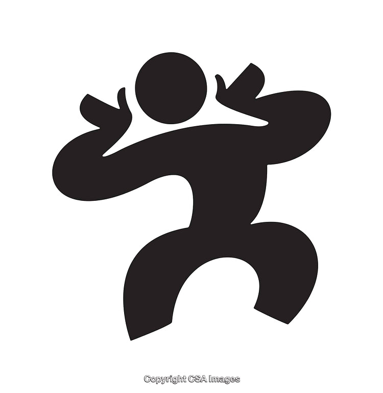 Abstract Black and White Dancing Silhouette Icon With Creative Pose
