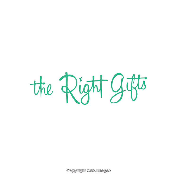 Stylized Handwritten Green Text Illustration Saying 'The Right Gifts'