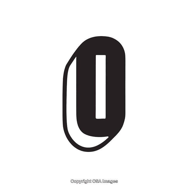 Stylized Black and White Letter 'O' with Modern Design Elements